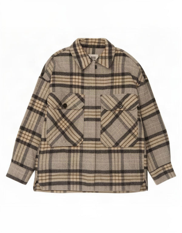 Zara Veste Shacket pour femme UK 14 Gris moyen à carreaux