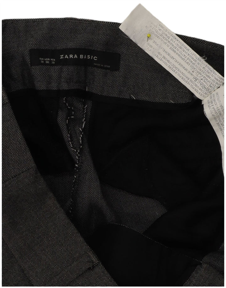 Zara Pantalon de costume droit pour femme EU 38 Small W28 L31 Gris Polyester