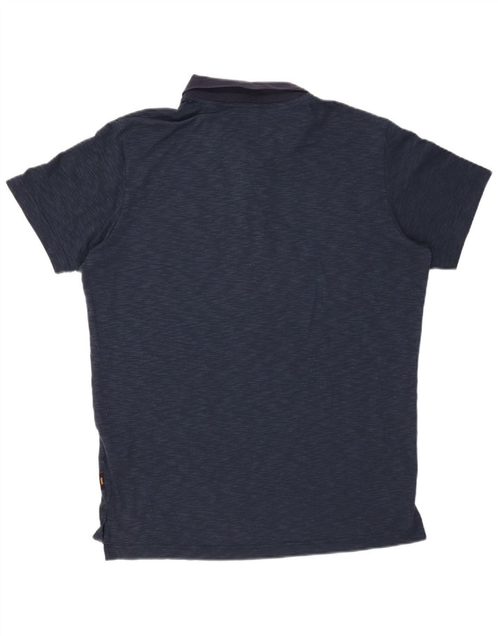 JACK WOLFSKIN Polo Homme UK 38 Petit Bleu Marine Moucheté Polyester