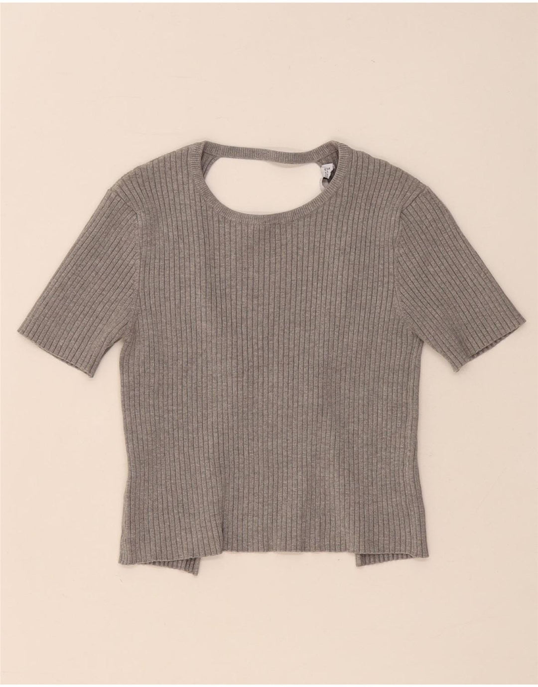 Zara Womens Crop Blouse Top UK 12 Gris Moyen