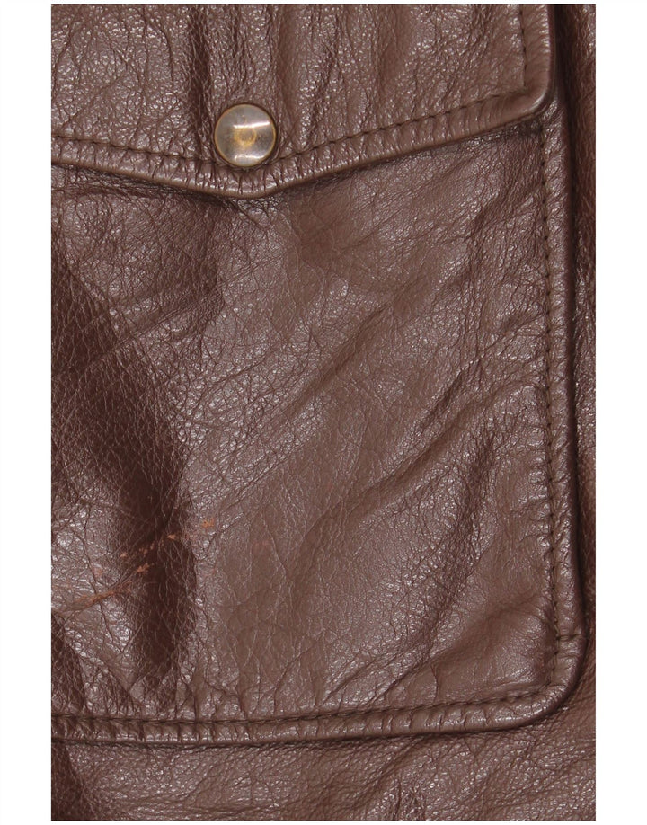 veste en cuir homme vintage IT 50 Grand cuir marron
