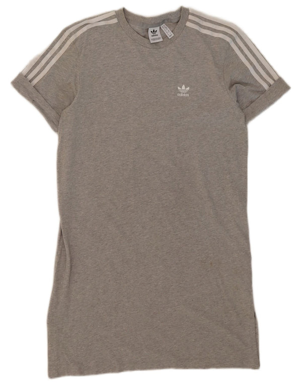 Adidas Robe t-shirt surdimensionnée pour femme UK 10 Petit coton gris