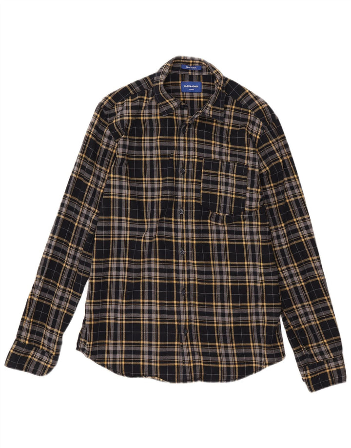 Jack & Jones Chemise en Flanelle Homme Noir Moyen à Carreaux en Coton