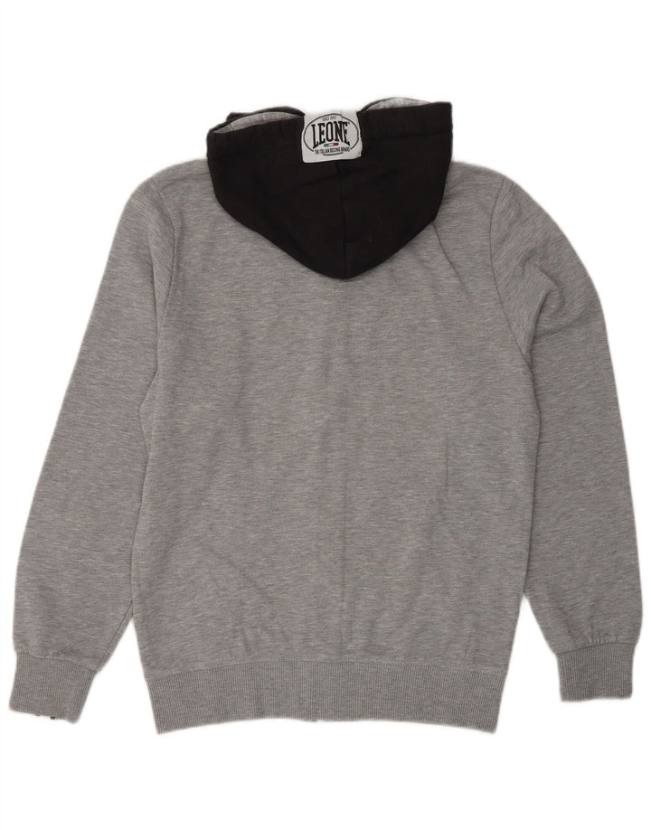 LEONE Pull à capuche zippé pour homme en coton color block gris moyen