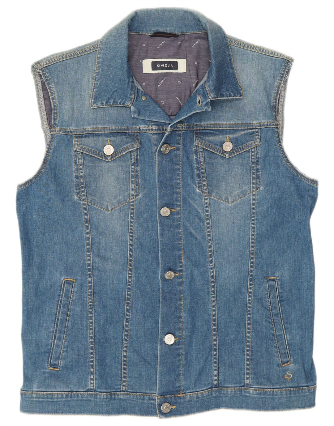 SIVIGLIA Gilet en jean pour homme UK 38 Bleu moyen
