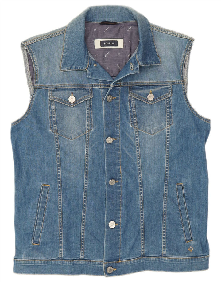 SIVIGLIA Gilet en jean pour homme UK 38 Bleu moyen