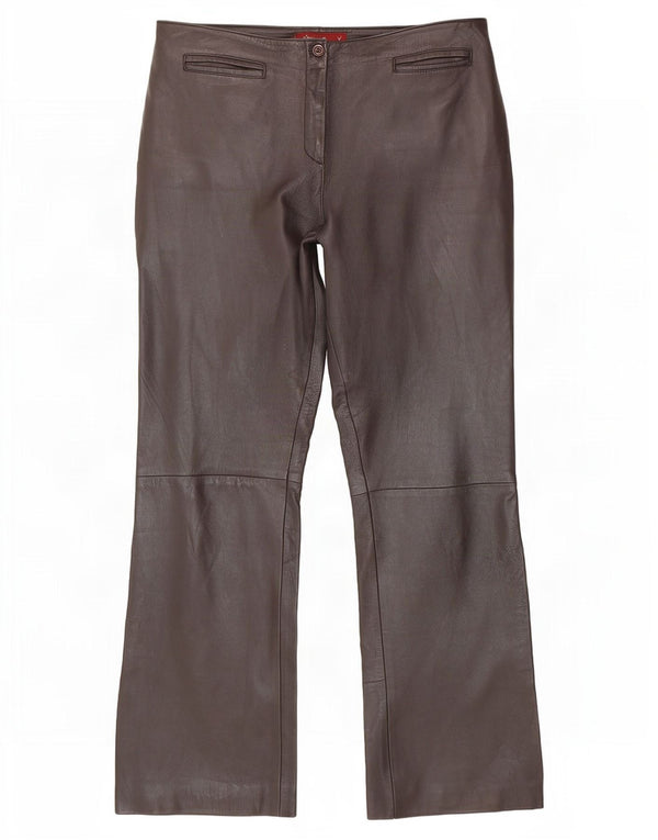 Olly & Co Pantalon en cuir bootcut pour femme UK 14 Large W34 L30 Marron