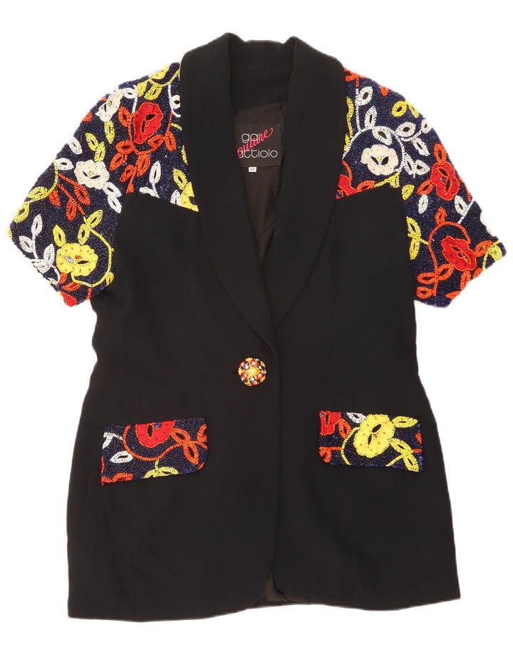 Gai Mattiolo Veste Blazer 1 Bouton Femme IT 48 XL Noir Floral