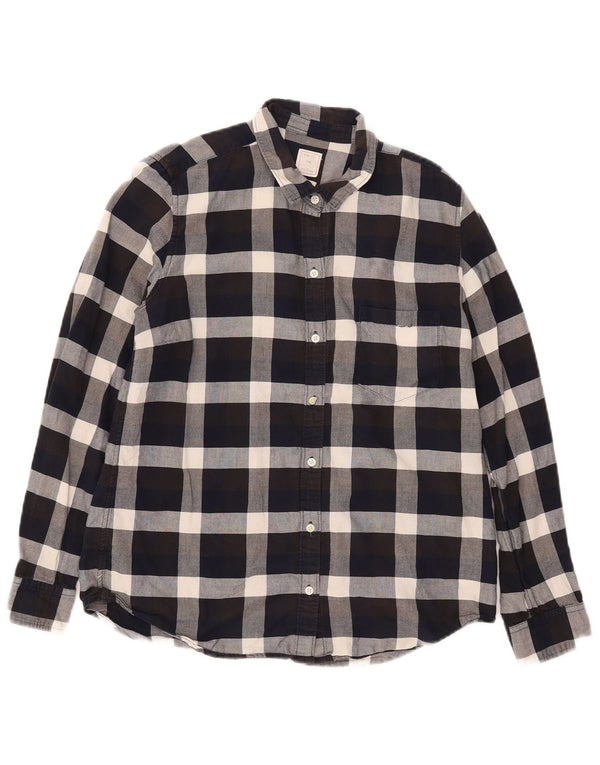 Gap Chemise en flanelle coupe classique pour femme UK 14 en coton à carreaux noir moyen