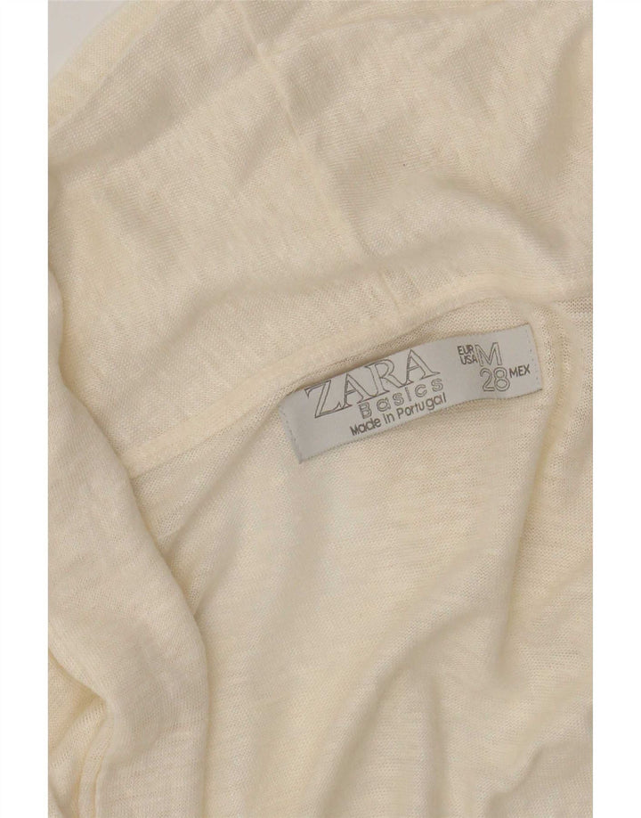 Zara Womens Crop Open Cardigan Pull UK 12 Moyen Blanc Cassé