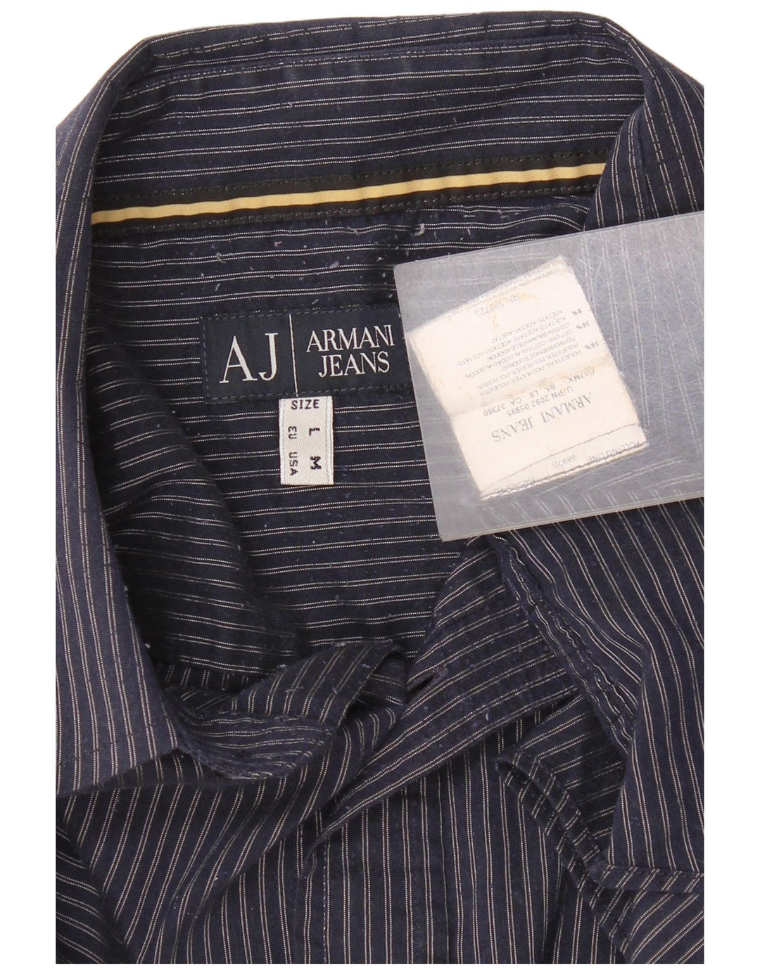 Armani Chemise coupe régulière à carreaux pour homme en polyester à rayures bleu marine
