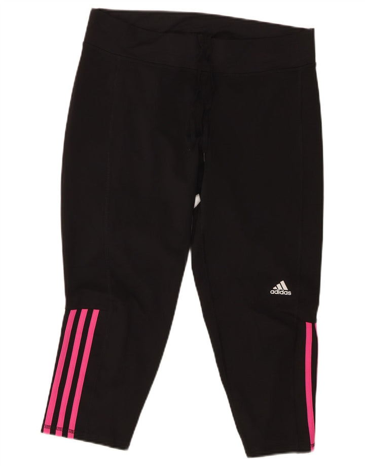 ADIDAS Pantalon de Survêtement Capri Femme UK 16/18 Large Noir Polyester