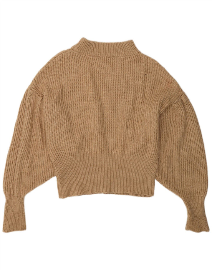 Zara Pull surdimensionné à col rond pour femme UK 10 Petit Marron