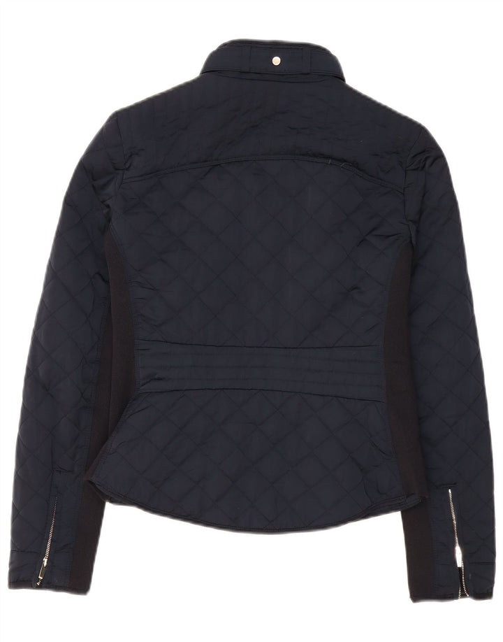 Zara Veste matelassée pour femme UK 10 Small Bleu marine Colorblock Polyester