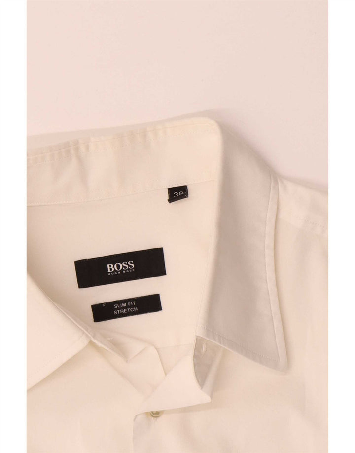 Hugo Boss Chemise stretch slim fit pour homme Taille 38 15 Coton blanc moyen
