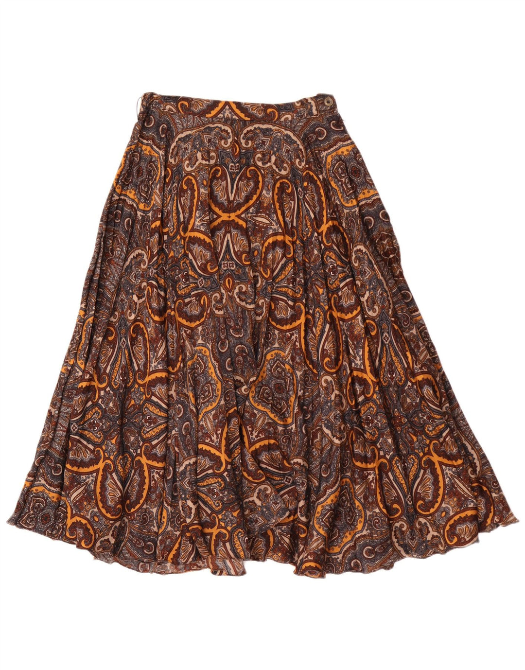 jupe évasée femme vintage W26 Petit Paisley Brun