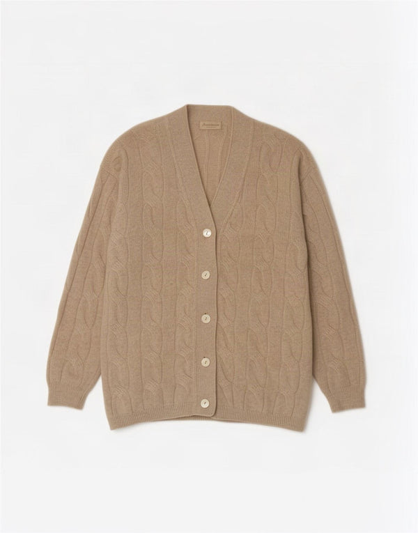 Ferramosca Cardigan surdimensionné pour femme IT 46 en laine beige