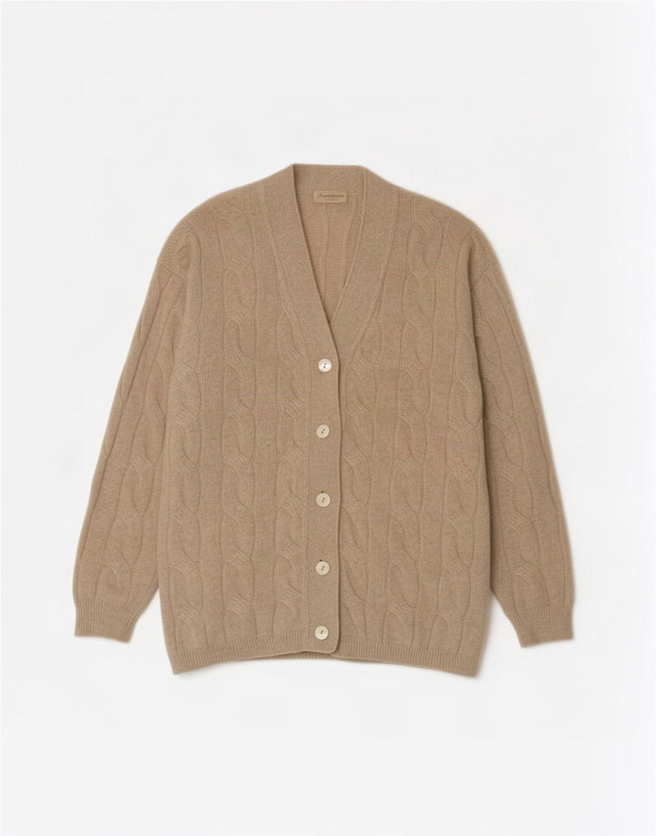 Ferramosca Cardigan surdimensionné pour femme IT 46 en laine beige