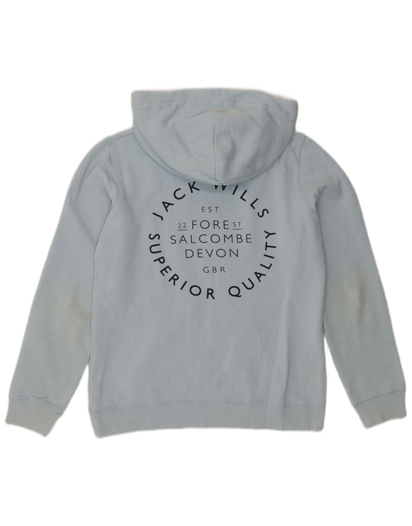Jack Wills Pull à capuche graphique coupe ample pour femme UK 10 Petit coton bleu