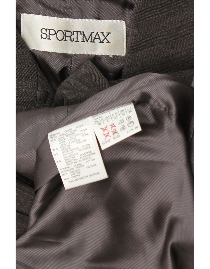 Sportmax Veste blazer double boutonnage pour femme UK 12 Gris moyen rayé