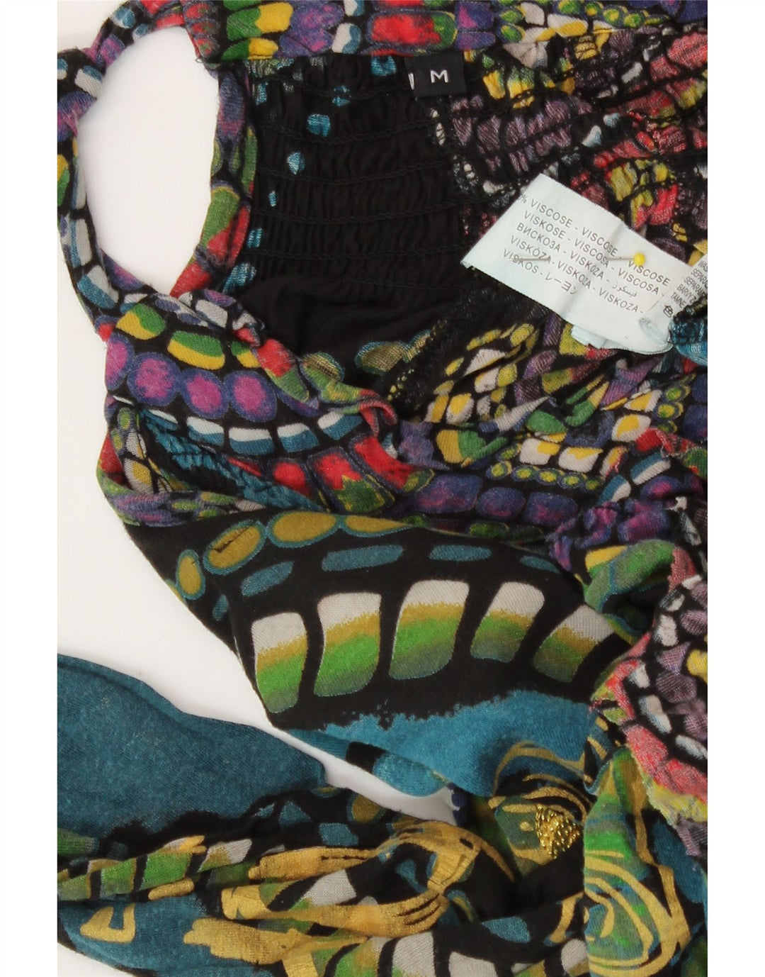 Desigual Womens Abstract Pattern Blouse Top UK 14 Moyen Multicolore