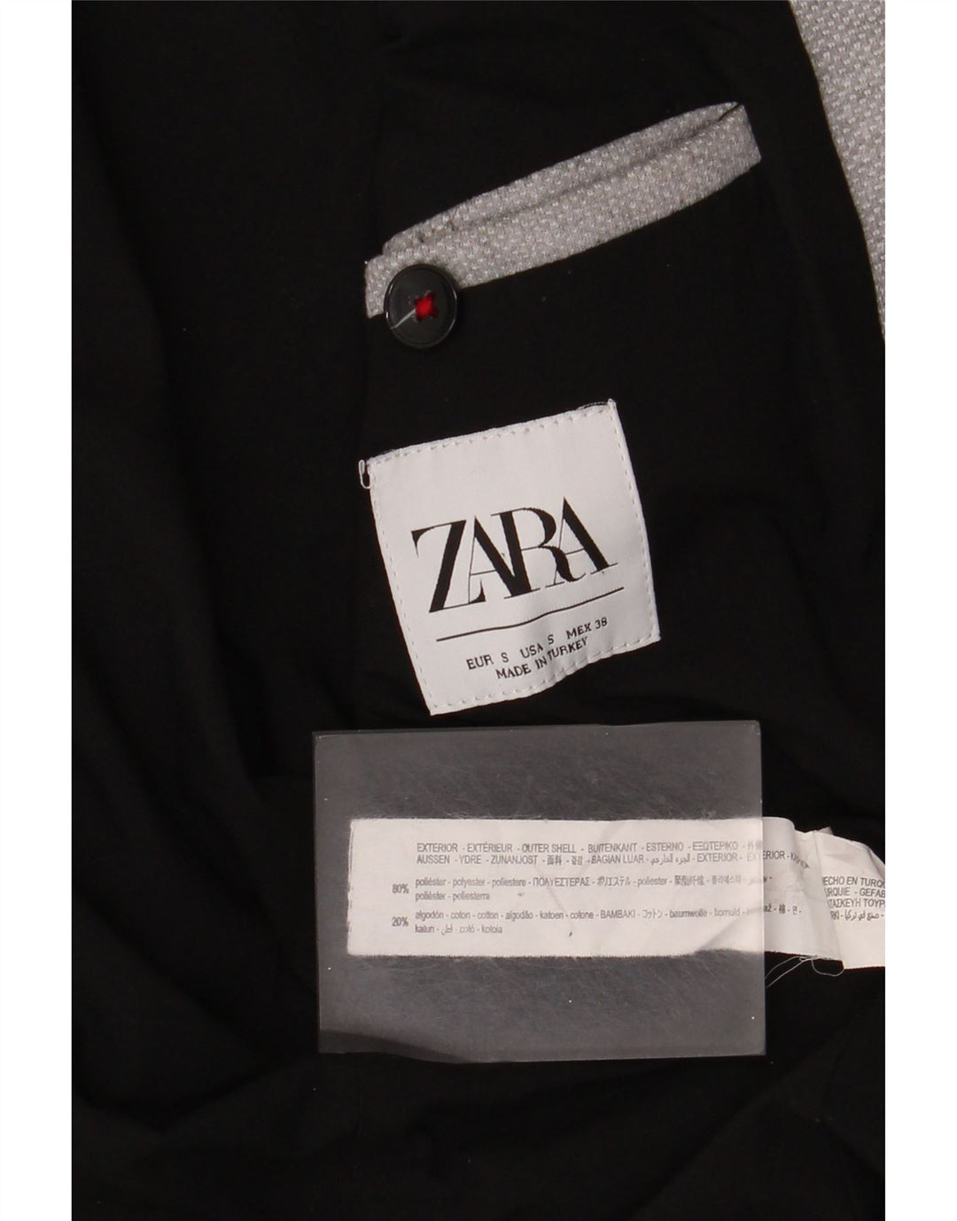 Zara Veste Blazer 2 Boutons Homme UK 36 Petit Gris Polyester