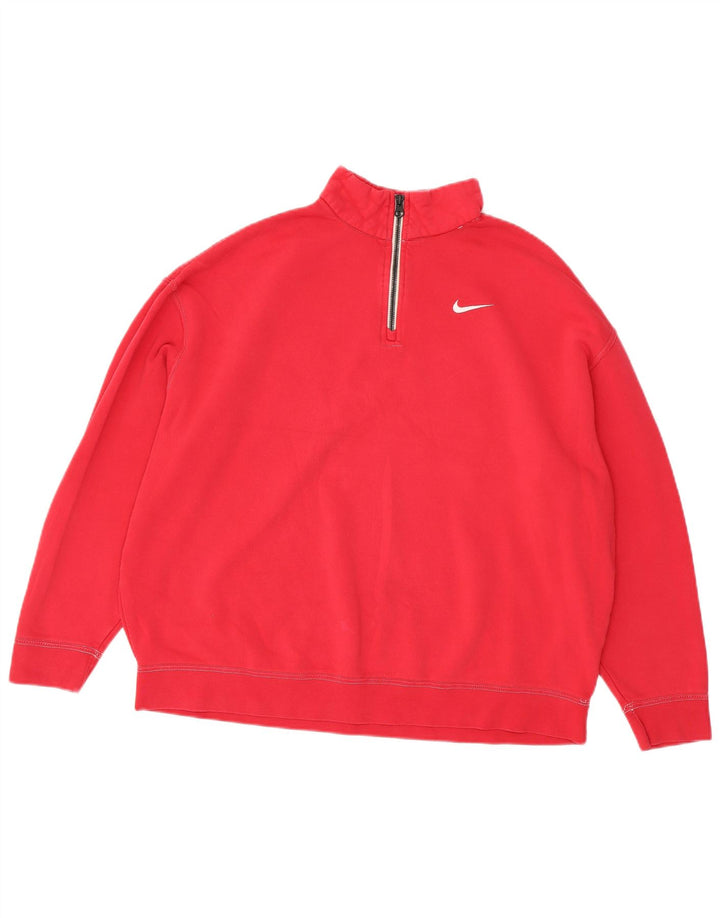 Nike Sweat-shirt surdimensionné à col zippé pour femme UK 14 Coton rose moyen