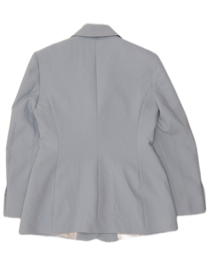 Zara Veste Blazer 3 Boutons Femme UK 12 Bleu Moyen Polyester