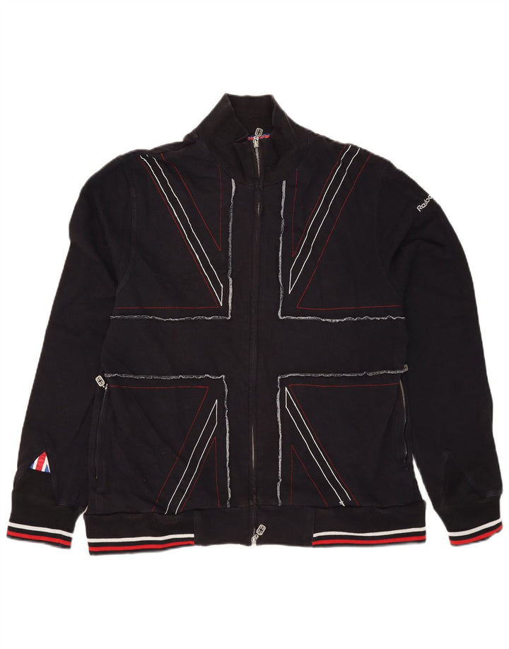 Reebok Veste de Survêtement Homme XL Bleu Marine Rayé Coton