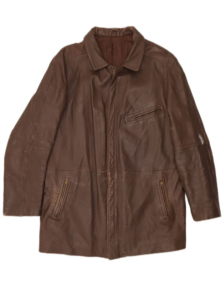 Veste en cuir homme vintage IT 52 XL Cuir marron