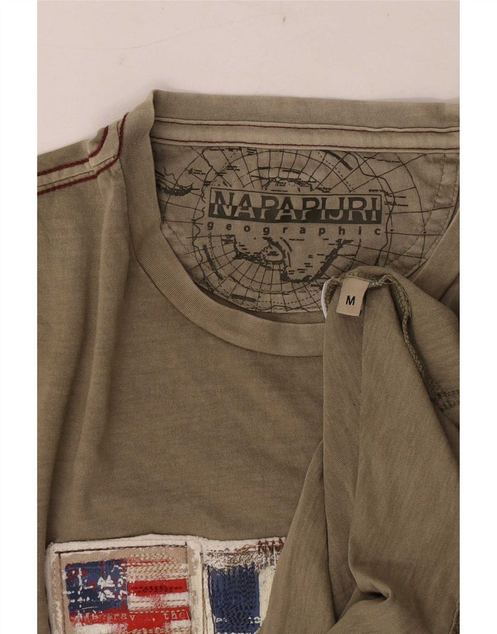 Napapijri Haut T-Shirt Graphique Geographic Homme Kaki Moyen