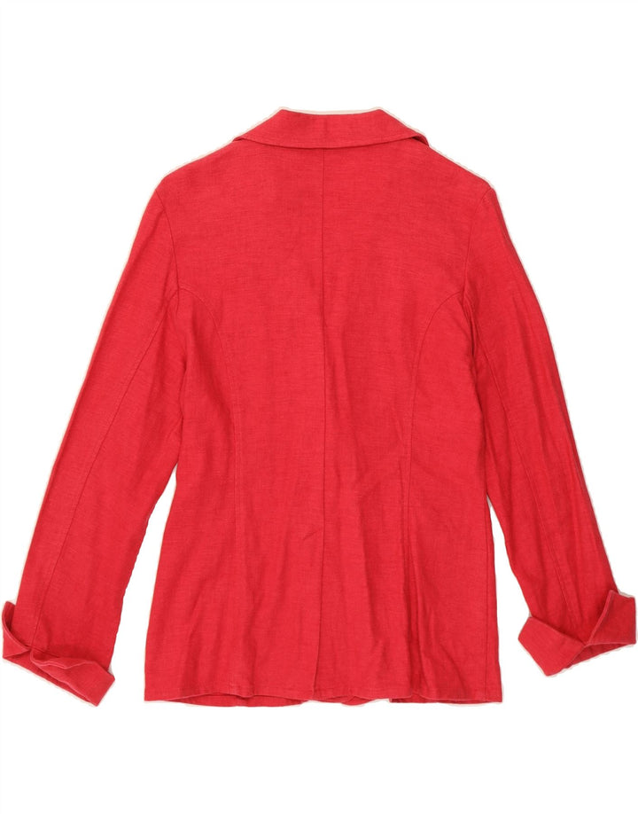 PACO Womens 3 Button 3/4 Sleeve Blazer Jacket UK 10 Small Pink Linen Vintage Paco and Second-Hand Paco from Messina Hembry 