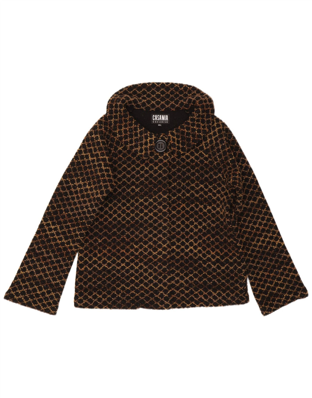 Casamia Manteau Femme UK 44 Acrylique Géométrique Marron Moyen
