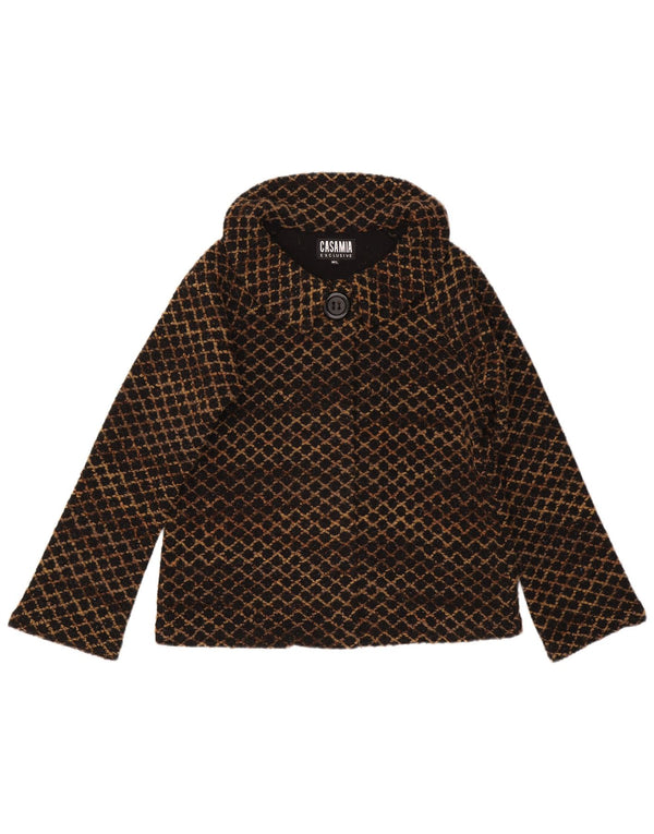 Casamia Manteau Femme UK 44 Acrylique Géométrique Marron Moyen