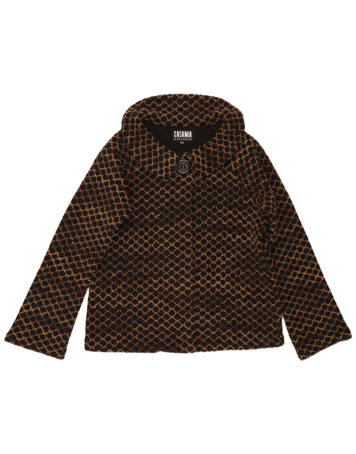 Casamia Manteau Femme UK 44 Acrylique Géométrique Marron Moyen