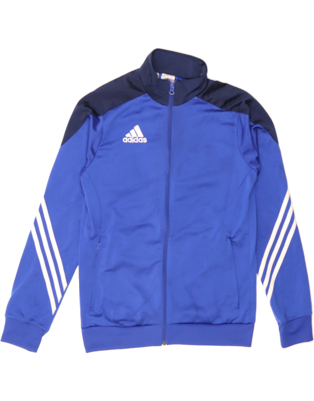 ADIDAS Boys Tracksuit Top Jacket 13-14 Years XL Blue Colourblock Polyester Vintage Adidas and Second-Hand Adidas from Messina Hembry 
