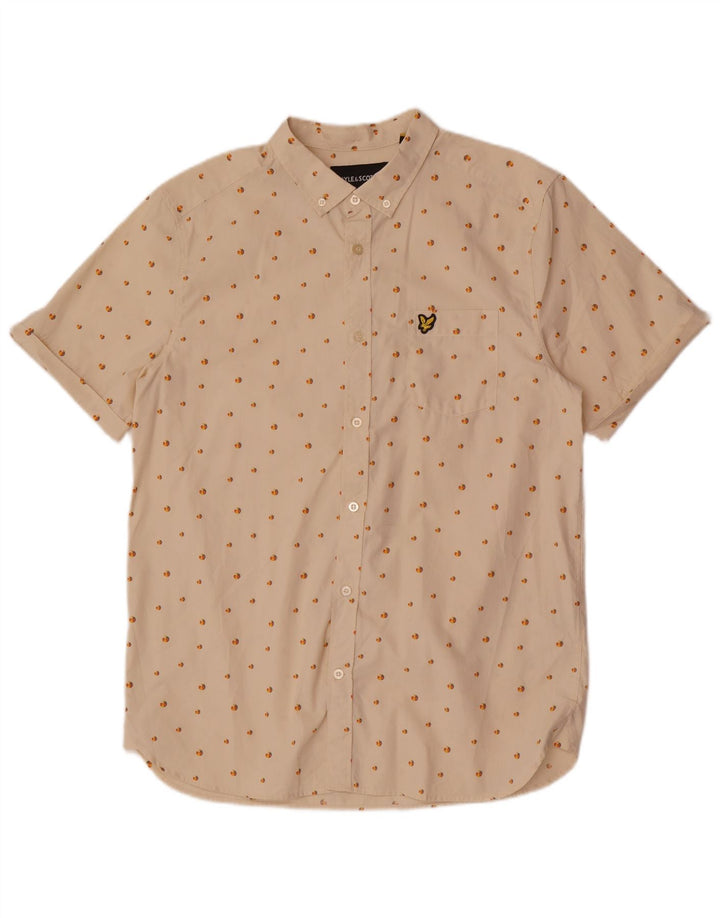 Lyle & Scott Chemise à manches courtes pour hommes en coton à pois beige grand