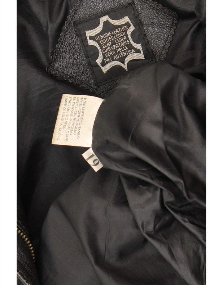 veste en cuir femme vintage UK 16 Grand cuir noir