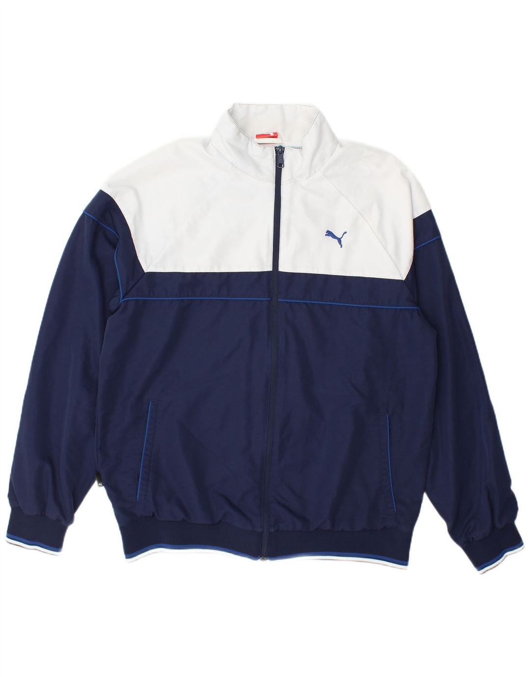 Puma Veste de survêtement pour homme Large Bleu Marine Colorblock Polyester