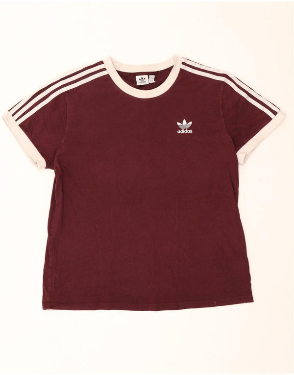 Adidas T-shirt surdimensionné pour femme UK 8 Petit coton bordeaux