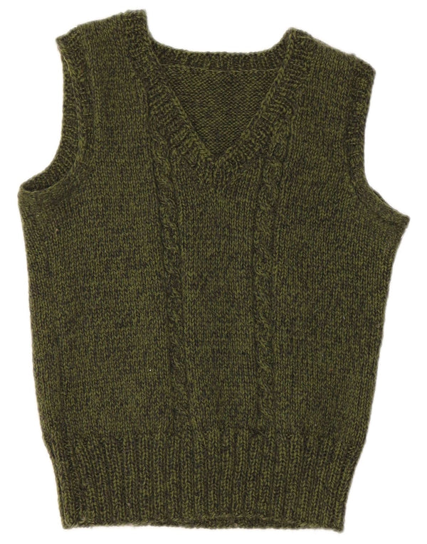 VINTAGE Femmes Crop Vest Débardeur UK 10 Petit Kaki