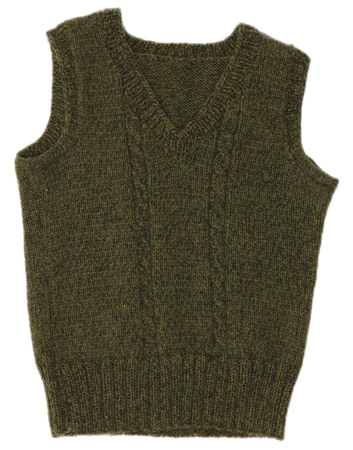 VINTAGE Femmes Crop Vest Débardeur UK 10 Petit Kaki