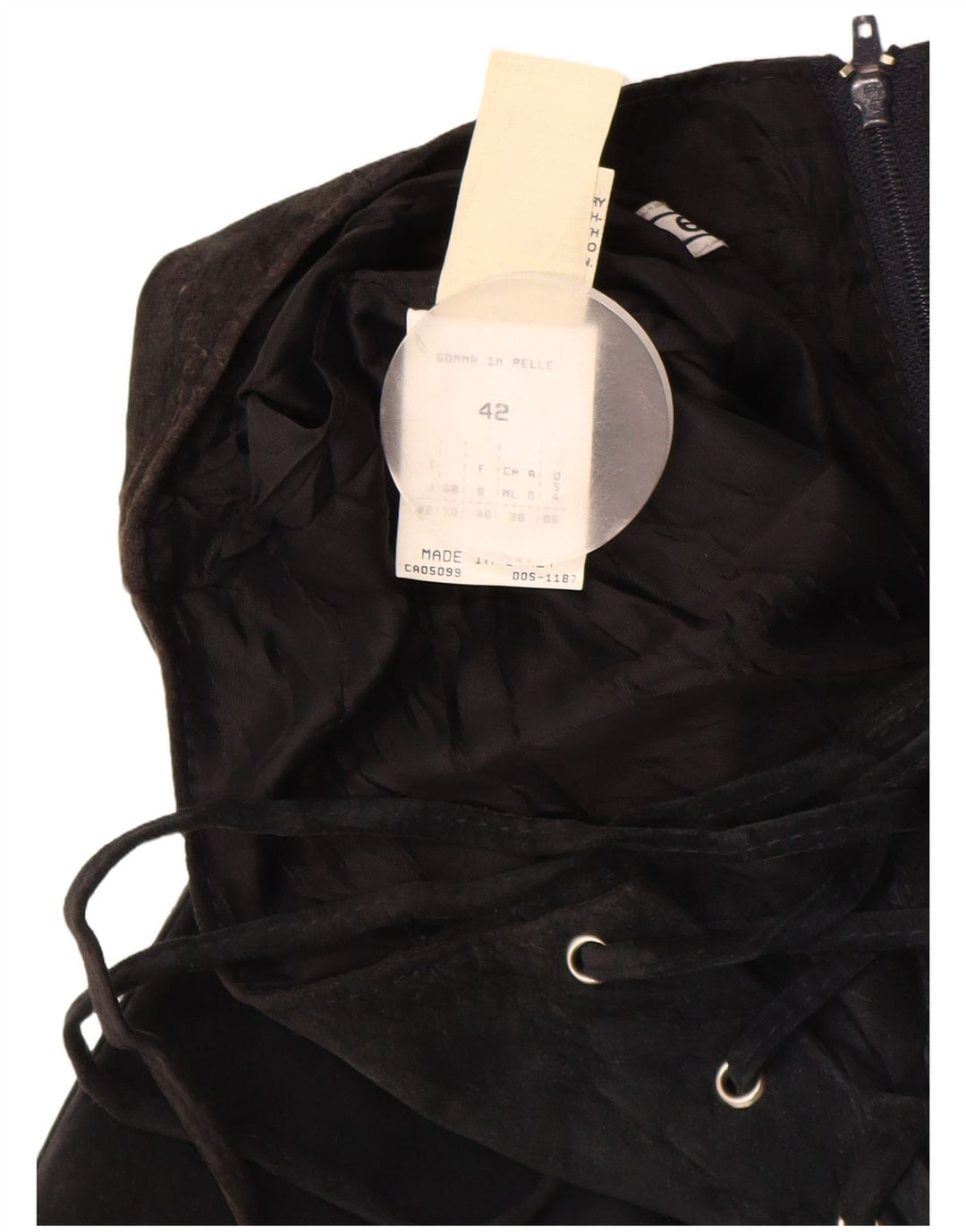 VINTAGE Femme Daim Maxi Jupe UK 10 Petit W26 Cuir Noir