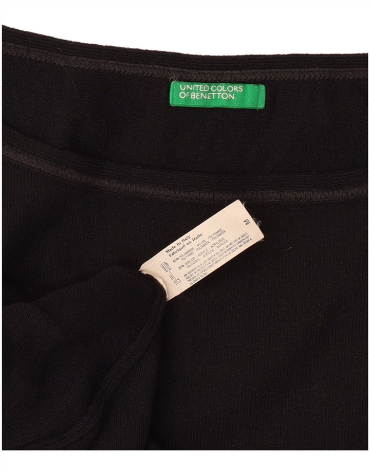 BENETTON Débardeur court pour femme UK 12 Medium Noir Polyamide