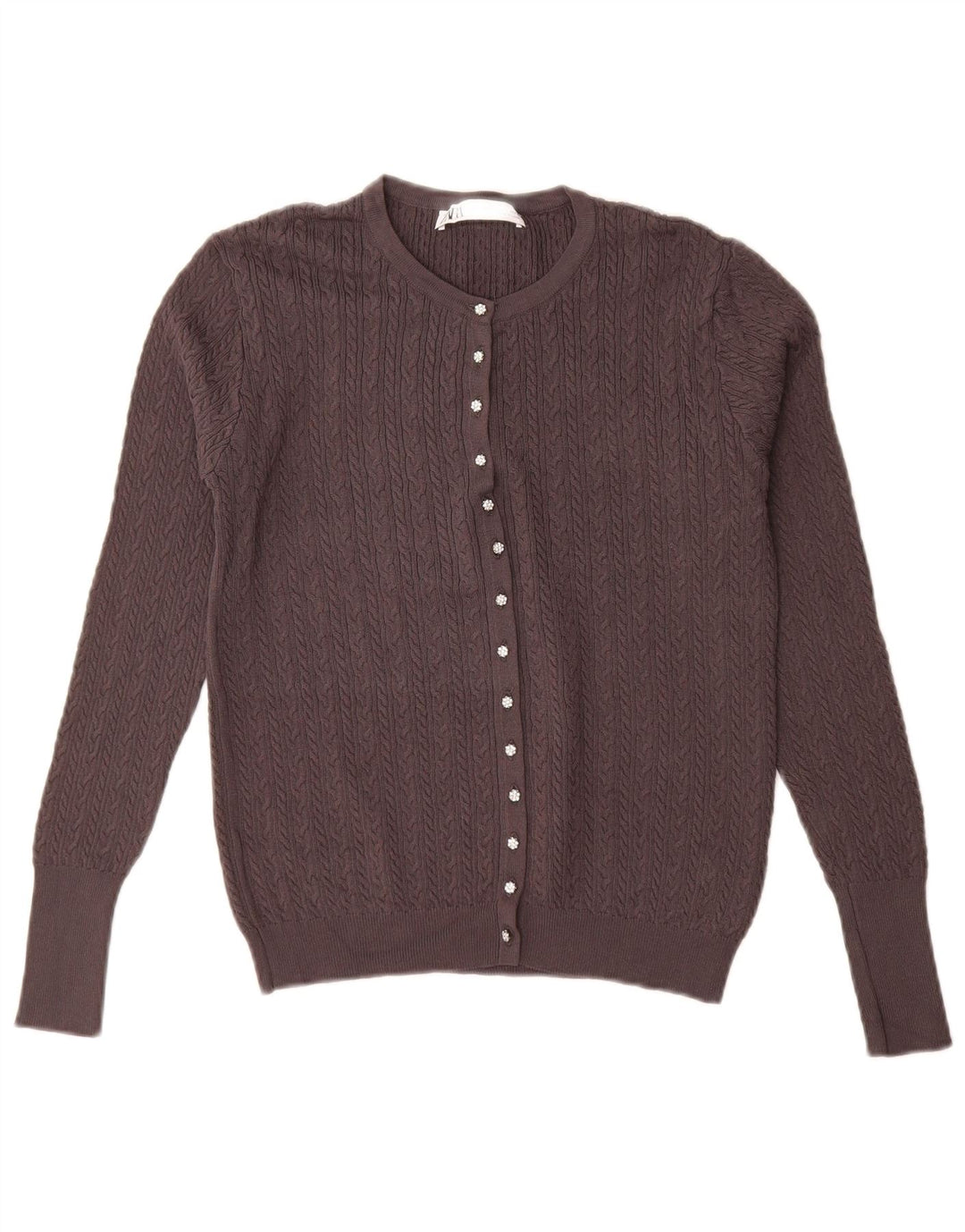 Zara Cardigan Femme Pull UK 16 Large Gris Viscose