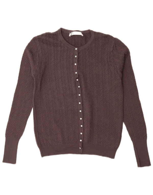 Zara Cardigan Femme Pull UK 16 Large Gris Viscose