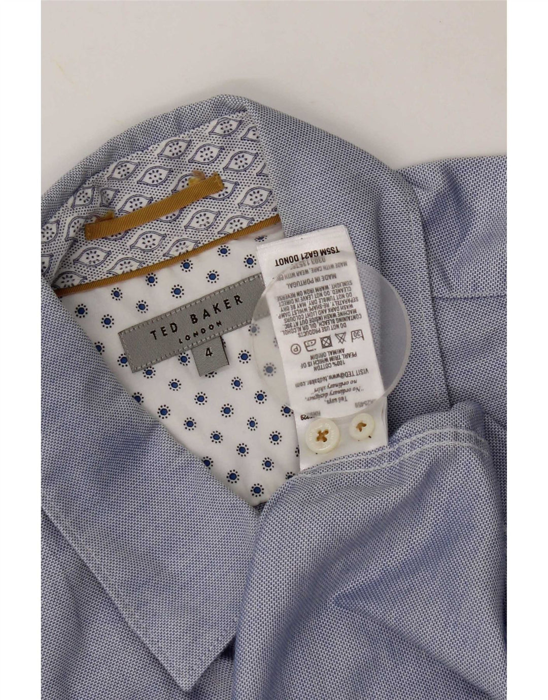 Ted Baker Chemise à manches courtes pour homme Taille 4 Grand Bleu Coton