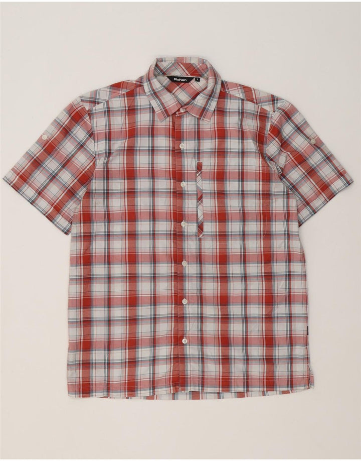 Rohan Chemise à Manches Courtes Homme Petit Carreau Rouge Polyamide