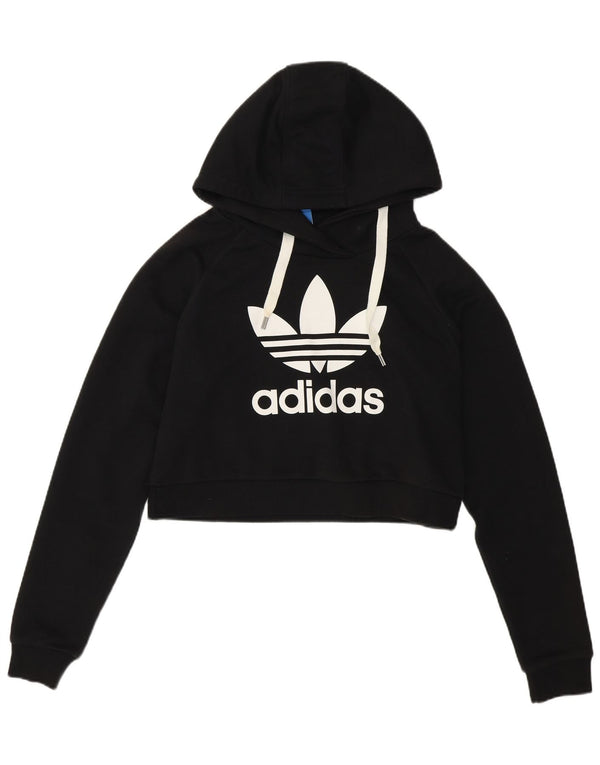 Adidas Pull à capuche graphique pour femme UK 14 Grand coton noir