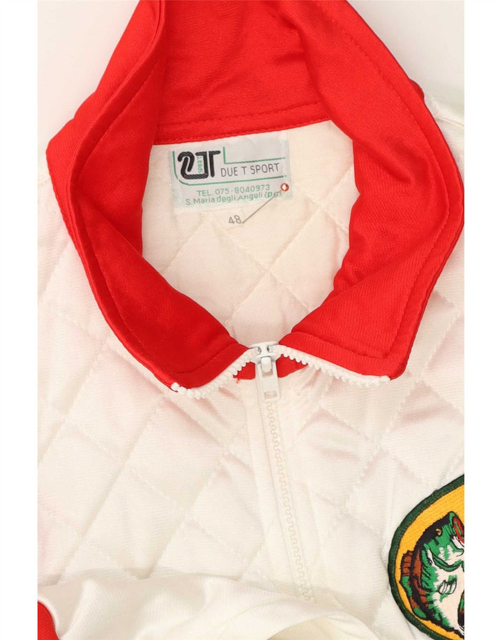 vintage Mens Graphic Survêtement Top Jacket IT 48 Medium White Colourblock
